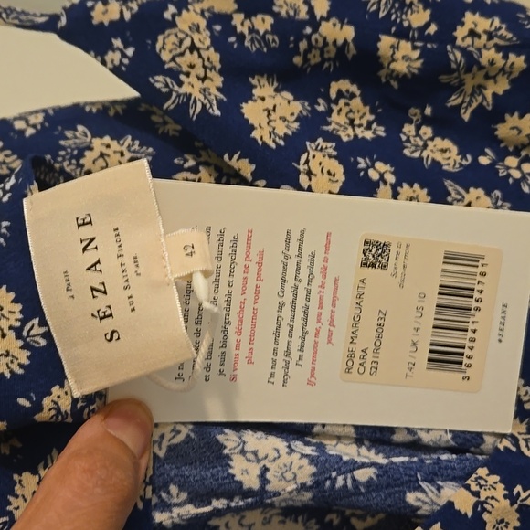 Sezane Marguarita Blue Floral Midi Sleeveless Dress - Picture 10 of 13